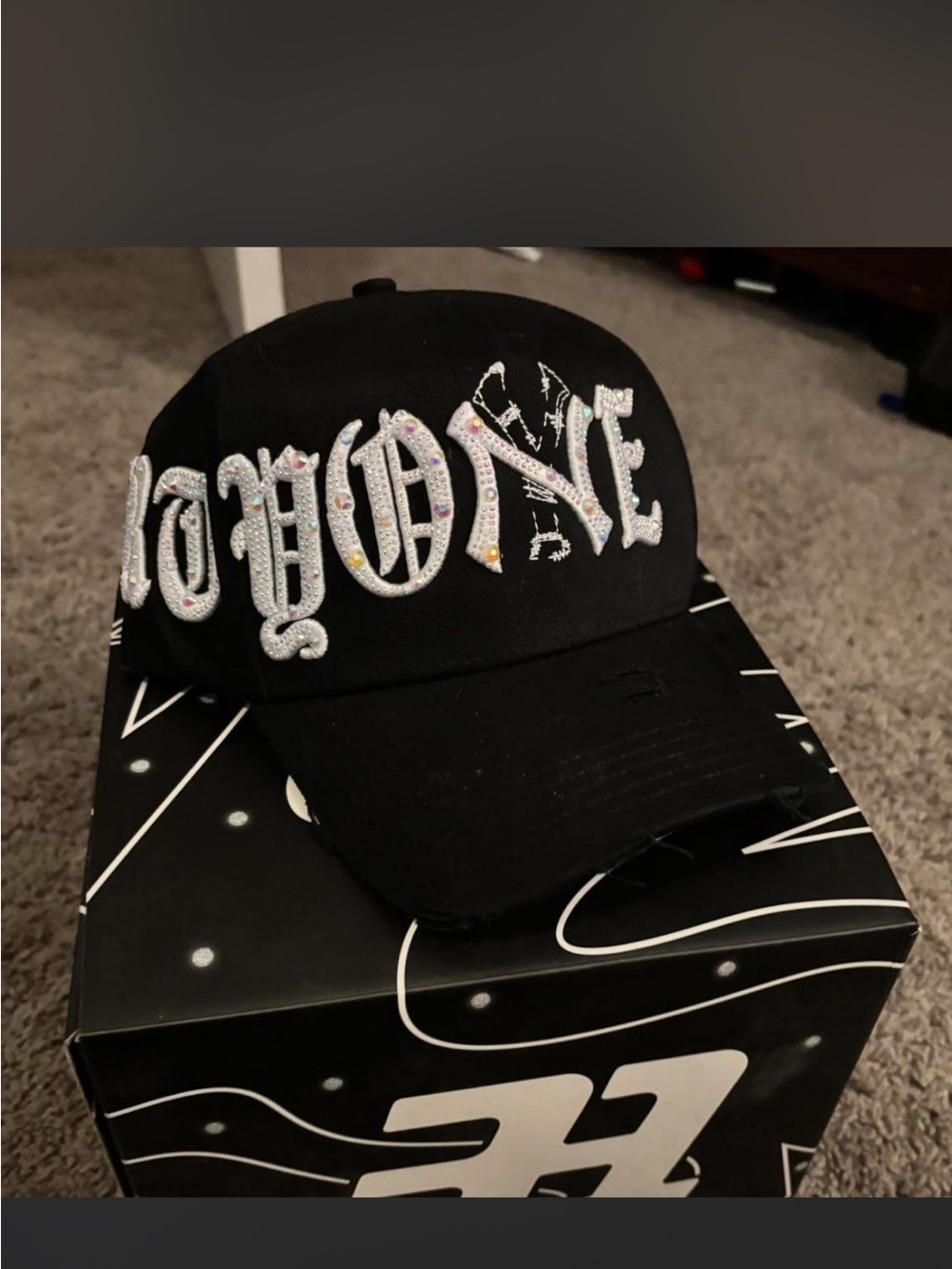 thirty-one Black Baseball Cap with Rhinestone Script